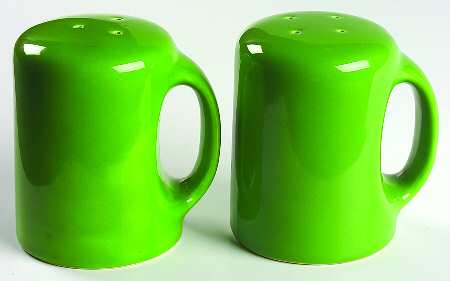 Quadrille Green (Earthenware) Handled Salt & Pepper Set