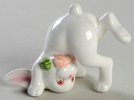 Rabbits On Hands Tumbling Rabbit Figurine