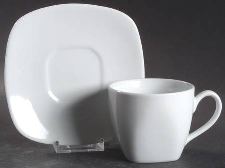 Gourmet White Flat Cup & Saucer Set