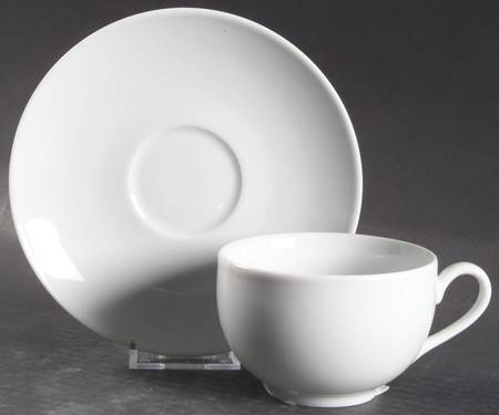 Gourmet White Flat Cup & Saucer Set