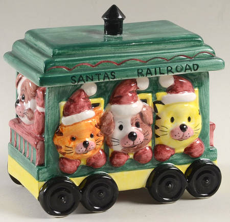 Santa's Railroad Sugar Bowl & Lid