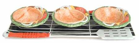 Grillin and Chillin Condiment Set-3 Open Bowls & Tray