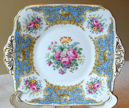 Montrose Blue Square Handled Cake Plate