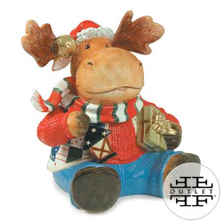 Merry Jingle Moose Figural Cookie Jar & Lid