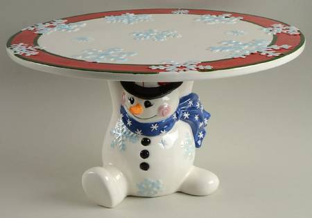 Frosty Friends 12" Diameter Pedestal Cake Stand