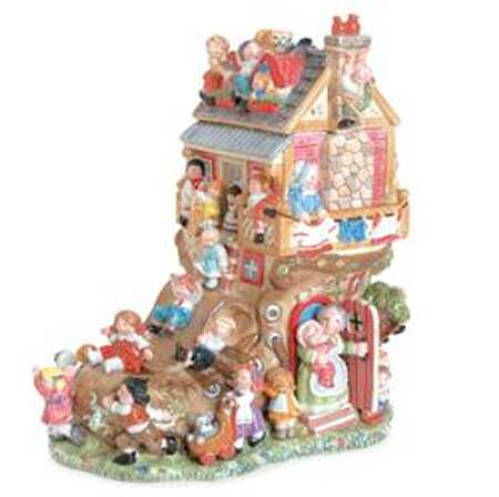 Old Woman in the Shoe Figural Cookie Jar & Lid