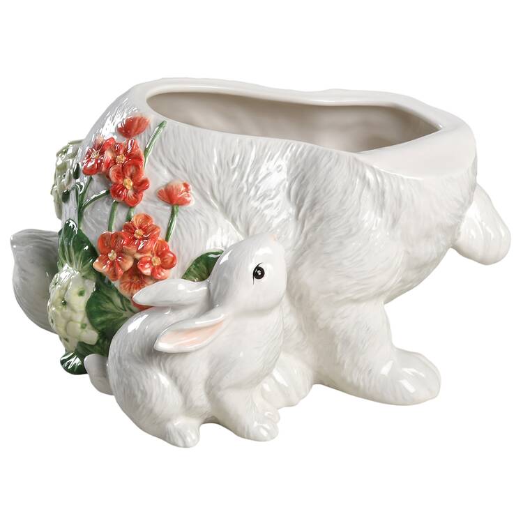 Geranium Rabbit Figural Cookie Jar No Lid