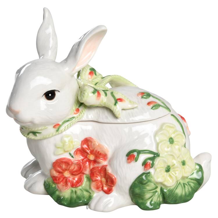 Geranium Rabbit Figural Candy Box & Lid