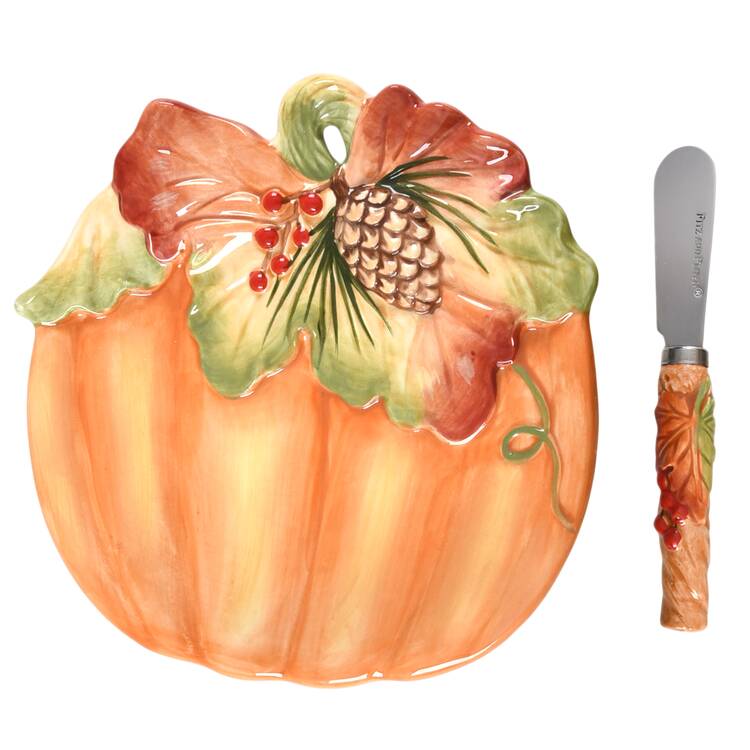 Harvest Snack/Canape Plate & Spreader