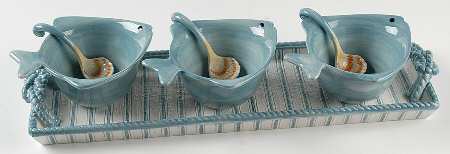 Seaboard Condiment Set (3 Open Jars and Tray)