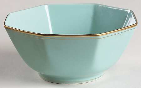 Golden Windowpane Green 7" Octagonal Vegetable Bowl