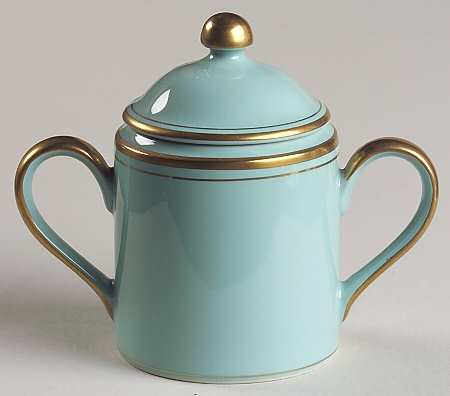 Golden Windowpane Green Sugar Bowl & Lid