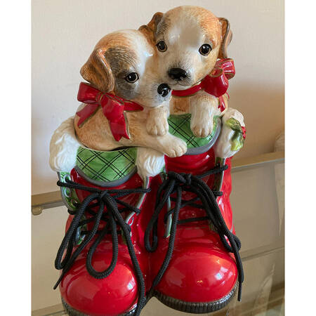 Claus & Paws Figural Cookie Jar & Lid