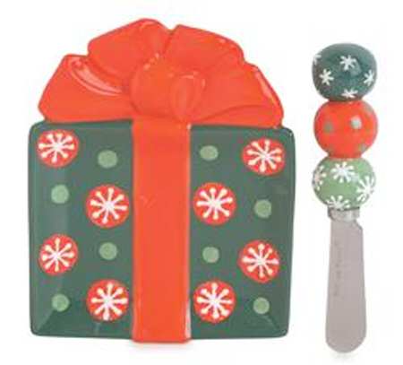 Snow Circles Snack/Canape Plate & Spreader