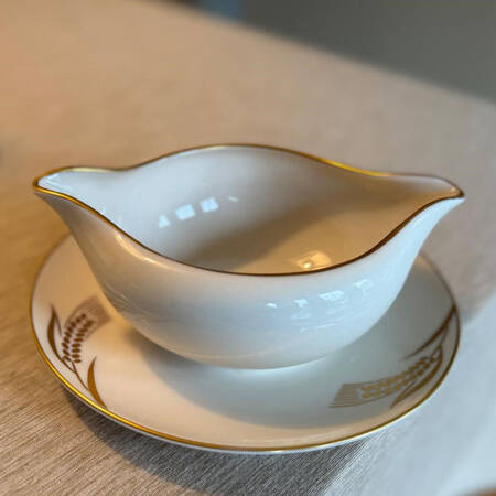 Chalice No Color Band (Gold Trim) Gravy Boat with Attached Underplate