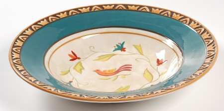Global Market (Blue Floral) Large Rim Soup Bowl