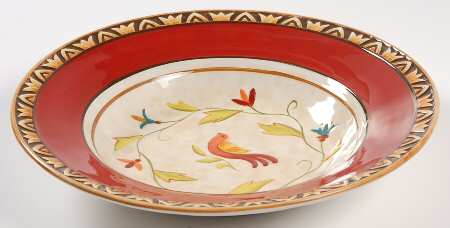Global Market (Red Floral) Large Rim Soup Bowl