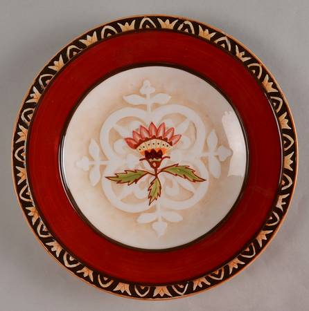 Global Market (Red Floral) Salad/Dessert Plate