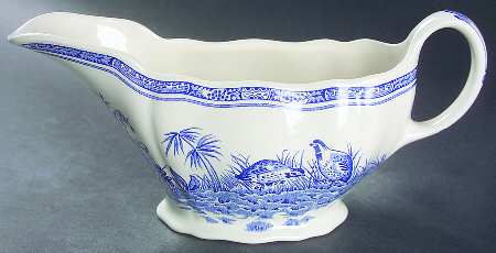 Quail Blue (Blue Ship Backstamp) Gravy Boat