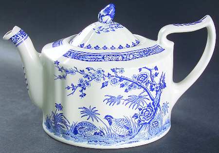 Quail Blue (Blue Ship Backstamp) Teapot & Lid