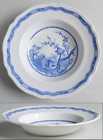 Quail Blue (Blue Ship Backstamp) Rim Soup Bowl