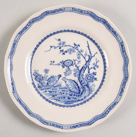 Quail Blue (Black Ship Backstamp) Salad Plate
