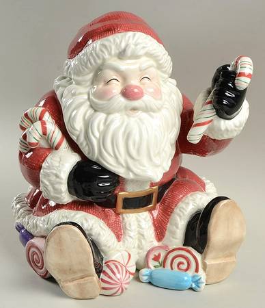 Candy Christmas Figural Cookie Jar & Lid