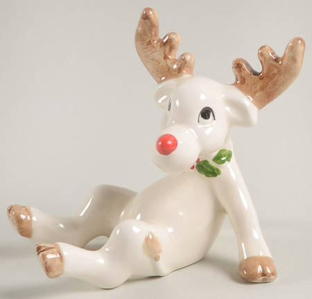 Rudolph Sitting Tumbling Reindeer Figurine