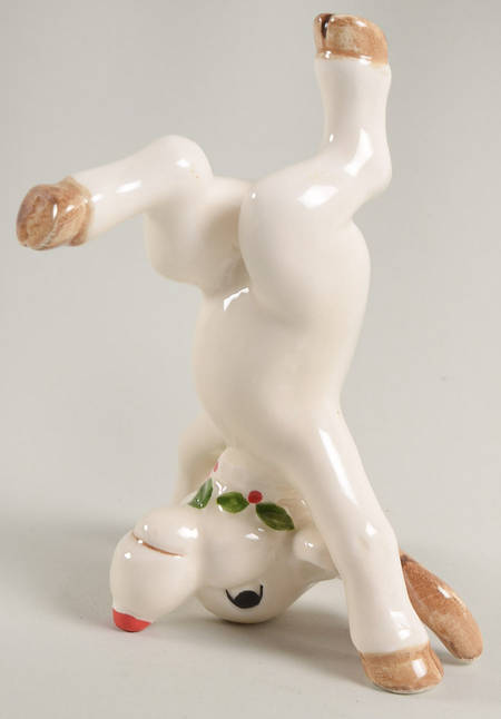 Rudolph On Head Tumbling Reindeer Figurine