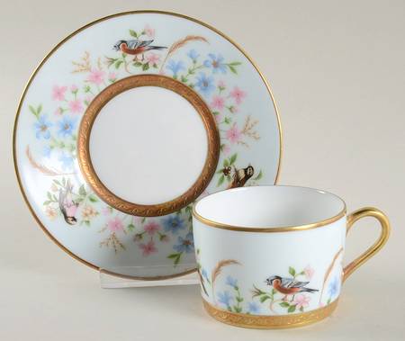 Audubon Limoges Flat Cup & Saucer Set
