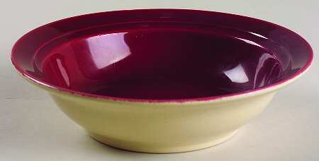 Montecito Oatmeal Maroon Rim Cereal Bowl
