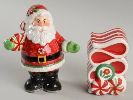 Peppermint Santa Figural Salt & Pepper Set