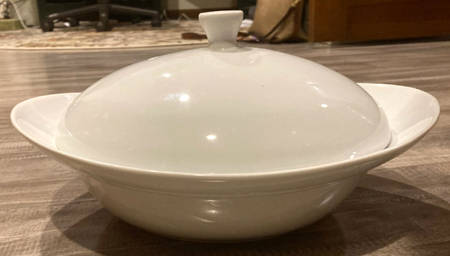 White Serveware Oval Covered Vegetable