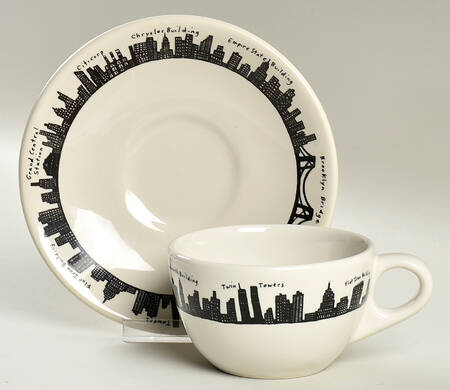 212 New York Skyline Flat Cup & Saucer Set