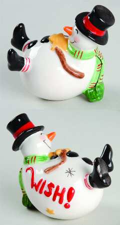 Holiday Wishes Sitting Tumbling Snowman Figurine