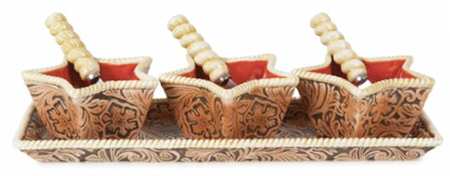 Lantana Condiment Set (3 Open Jars and Tray)
