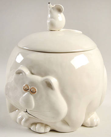 Fat Cat Cat Nap Figural Cookie Jar & Lid