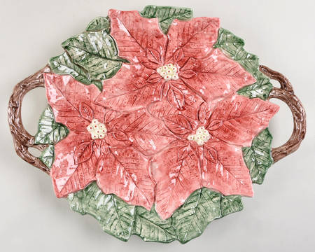Poinsettia 14" Handled Tray