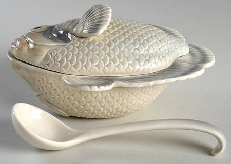 Fishes Figural Sauce Boat & Lid with Ladle
