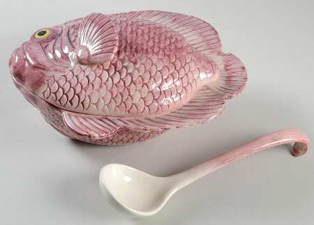 Fishes Figural Sauce Boat & Lid with Ladle
