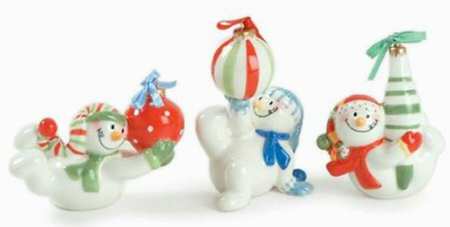 Snow Buddies (Set of 3) Tumbling Snowman Figurines
