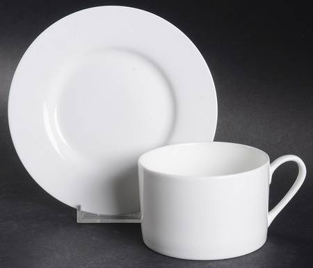 Nevaeh White (Bone) Flat Cup & Saucer Set by Fitz & Floyd