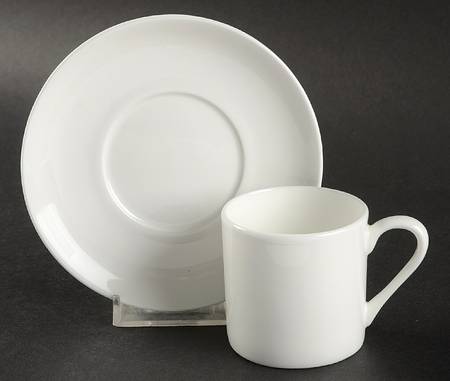 Nevaeh White (Bone) Flat Demitasse Cup & Saucer Set