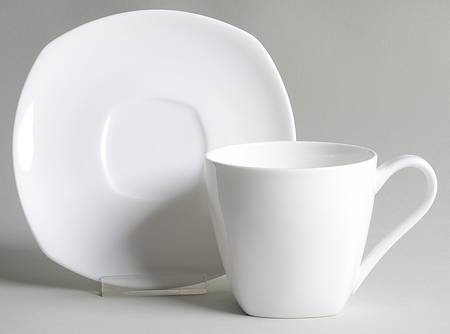 Nevaeh White (Bone) Flat Cup & Saucer Set