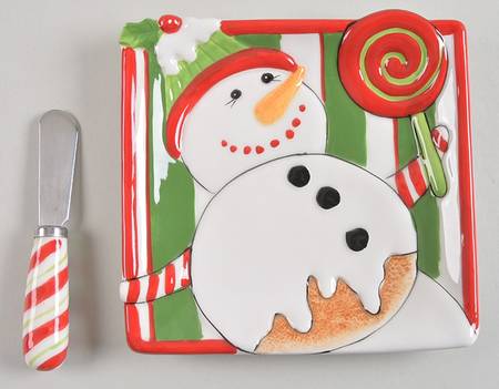 Christmas Confections Snack/Canape Plate & Spreader