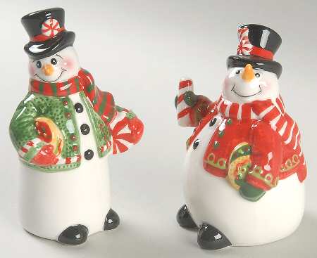 Sugar Coated Christmas Figural Salt & Pepper Set