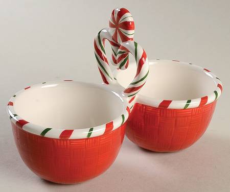 Sugar Coated Christmas Center Handle 2-Part Candy Dish