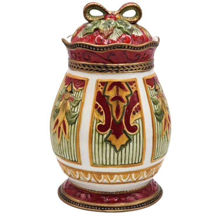 Damask Holiday Cookie Jar & Lid