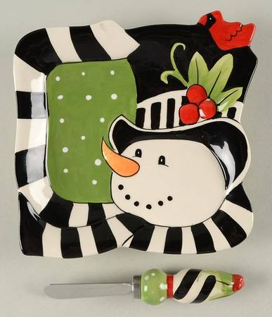 Frosty's Frolic Snack/Canape Plate & Spreader