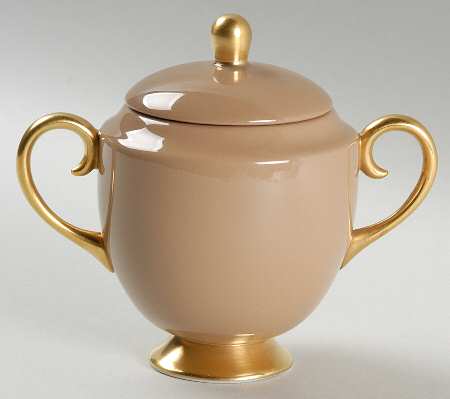 Cocoa Rose (Coupe, Gold Trim) Sugar Bowl & Lid